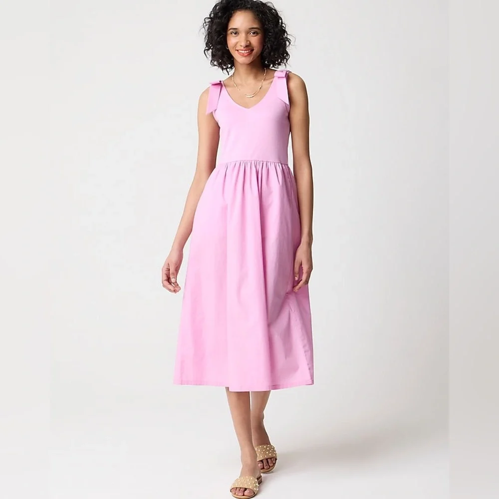 NWT J CREW Bow-strap knit mixy midi dress - Picture 2 of 4